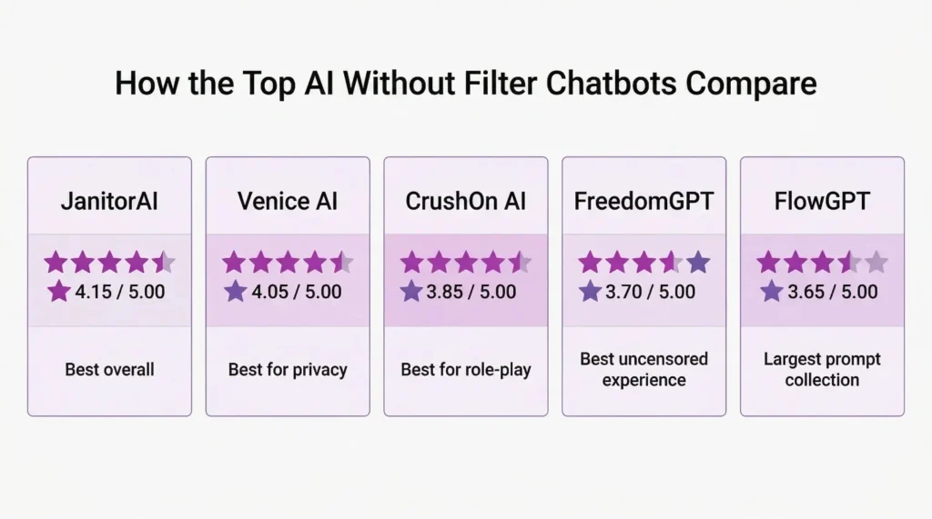 top-ai-without-filter-chatbots-ranked-compared